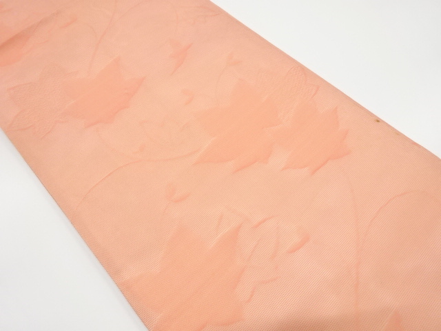 紗　楓模様織り出し　名古屋帯